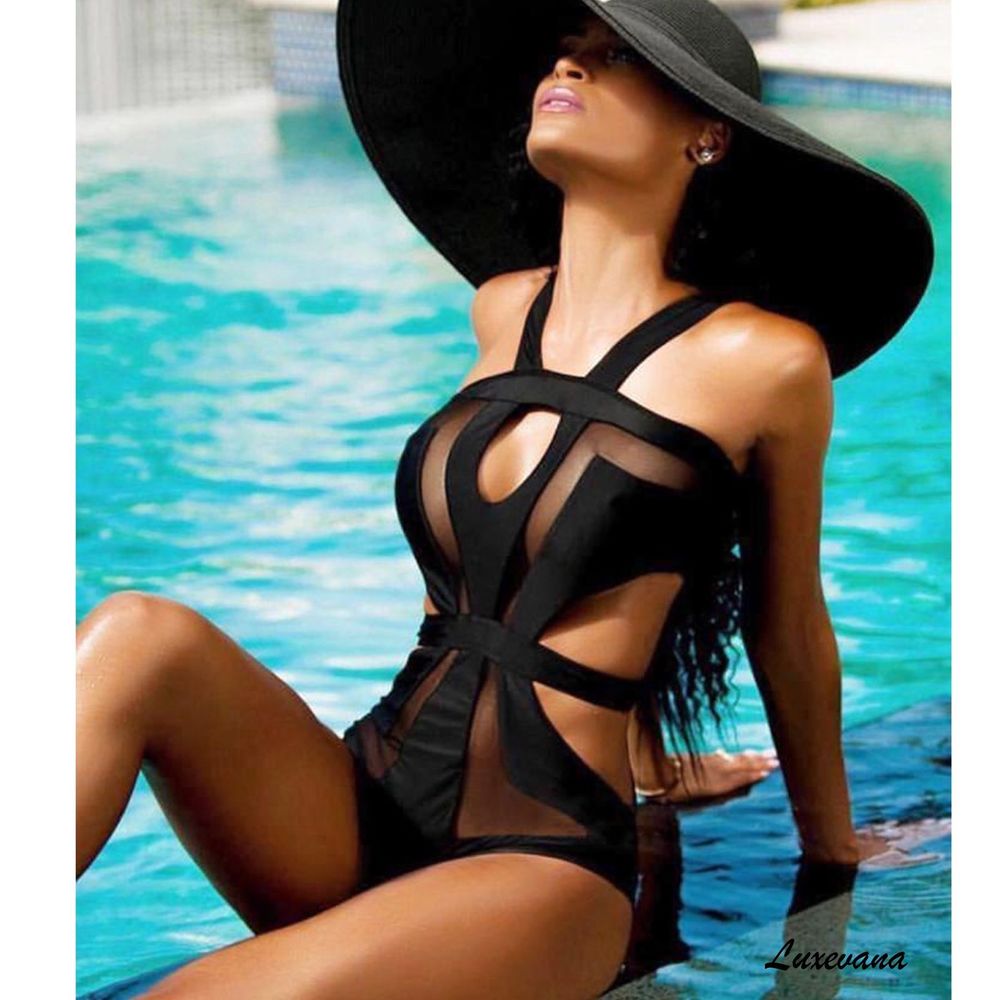 Sexy Hollow Out Transparent Monokini Mesh Swimsuit